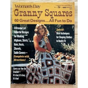 VTG Woman's Day Granny Squares Magazine 60 Great Designs No. 1 August 1973